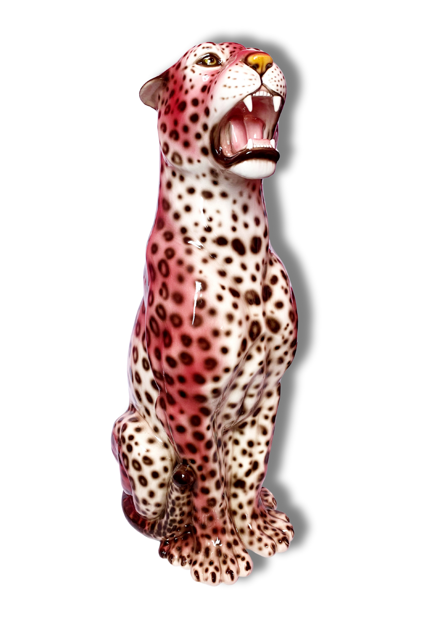 'Rizo' PINK EXCLUSIVE XXL Ceramic Leopard Statue Vintage