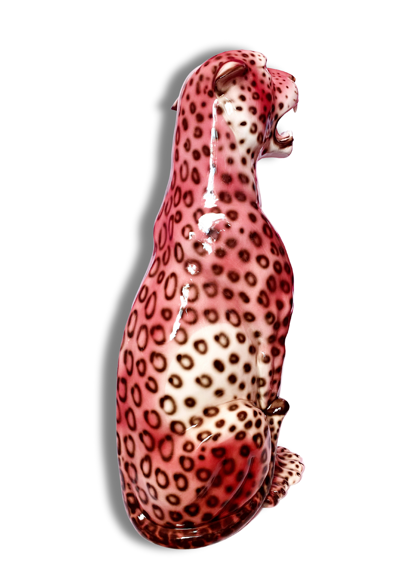 'Rizo' PINK EXCLUSIVE XXL Ceramic Leopard Statue Vintage