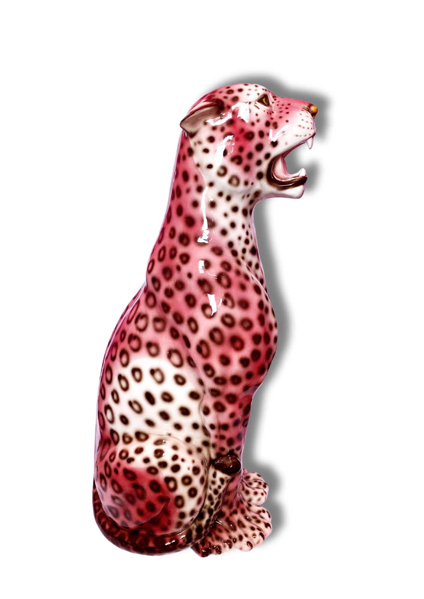 'Rizo' PINK EXCLUSIVE XXL Ceramic Leopard Statue Vintage