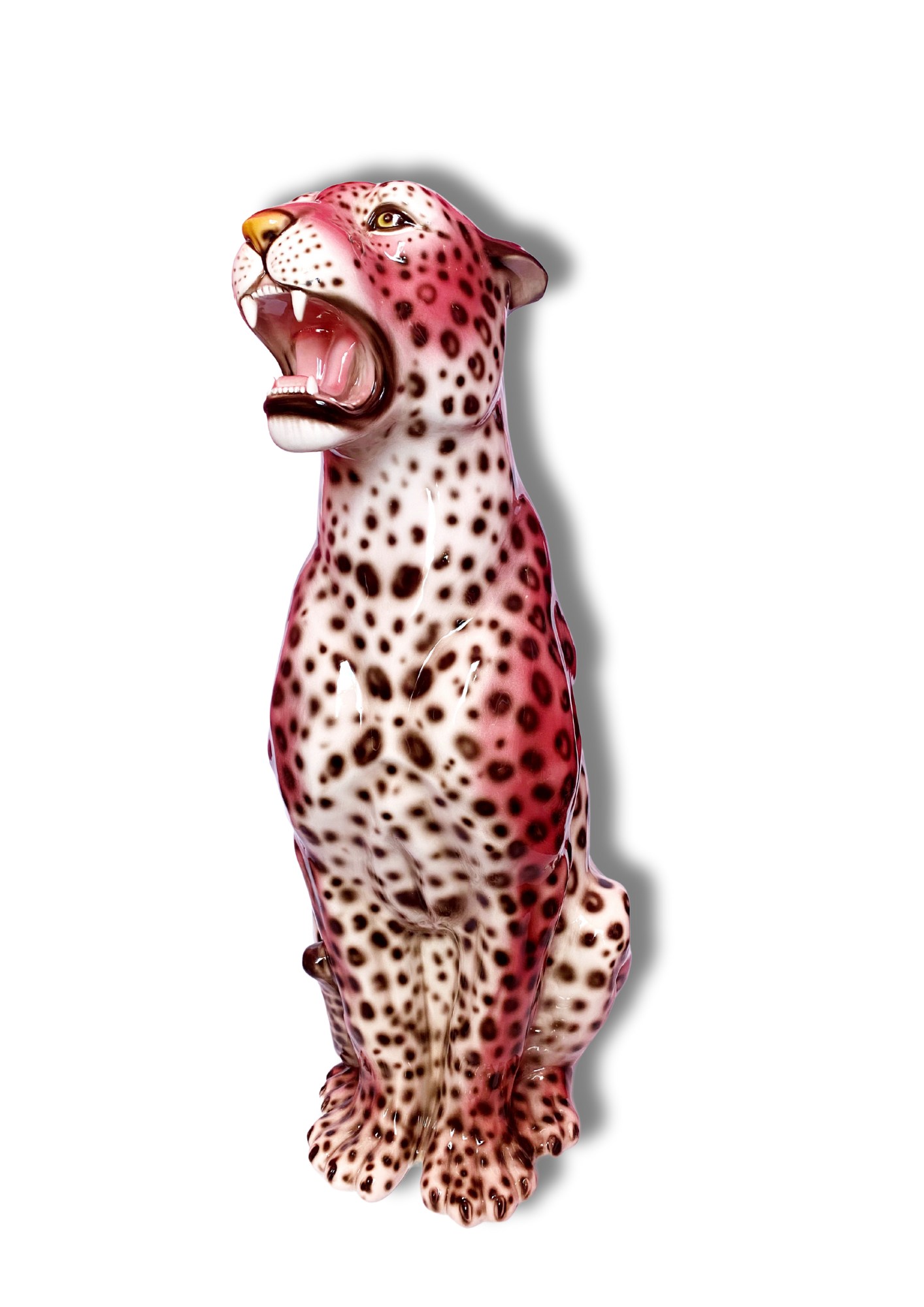 'Rizo' PINK EXCLUSIVE XXL Ceramic Leopard Statue Vintage