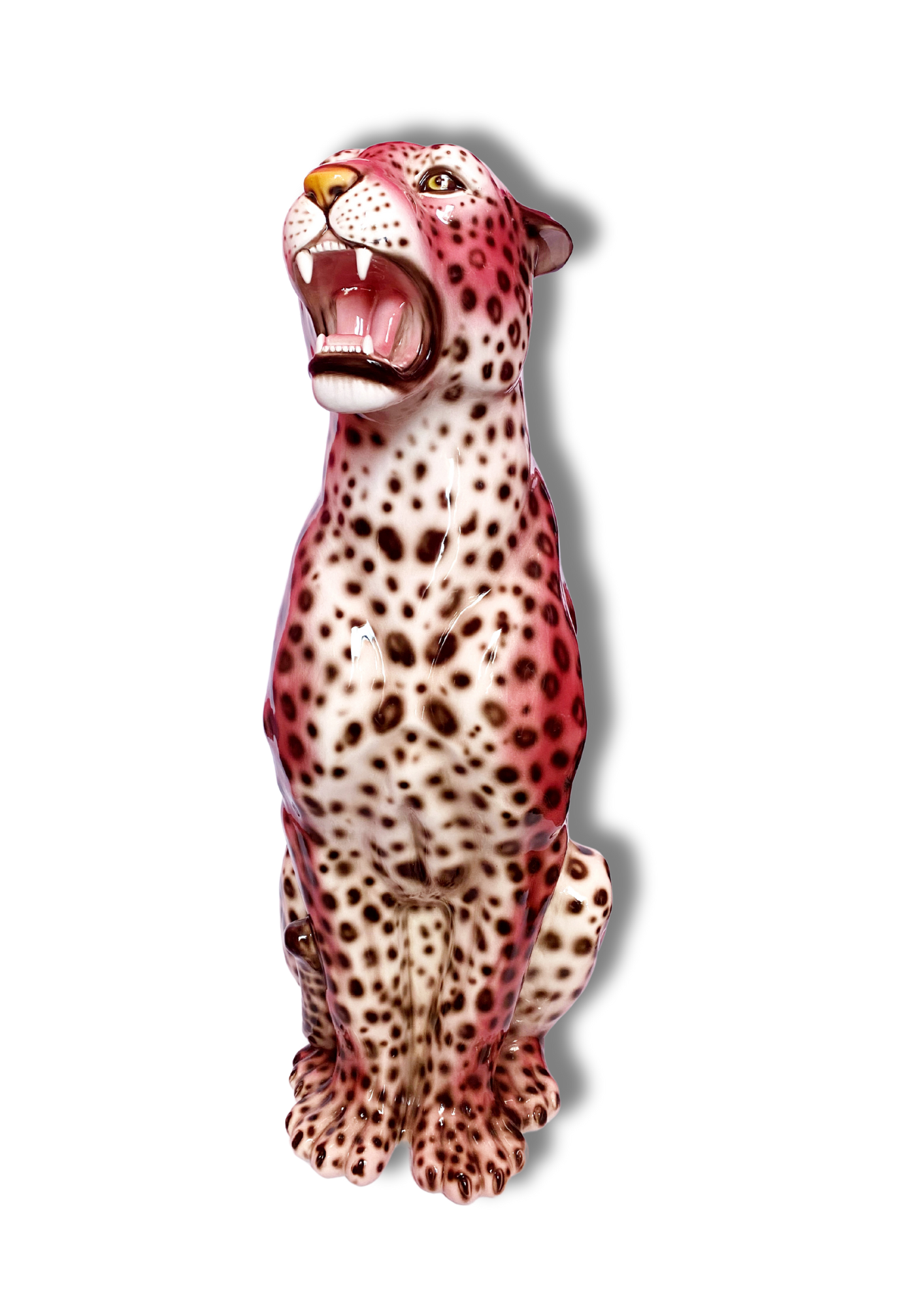 'Rizo' PINK EXCLUSIVE XXL Ceramic Leopard Statue Vintage