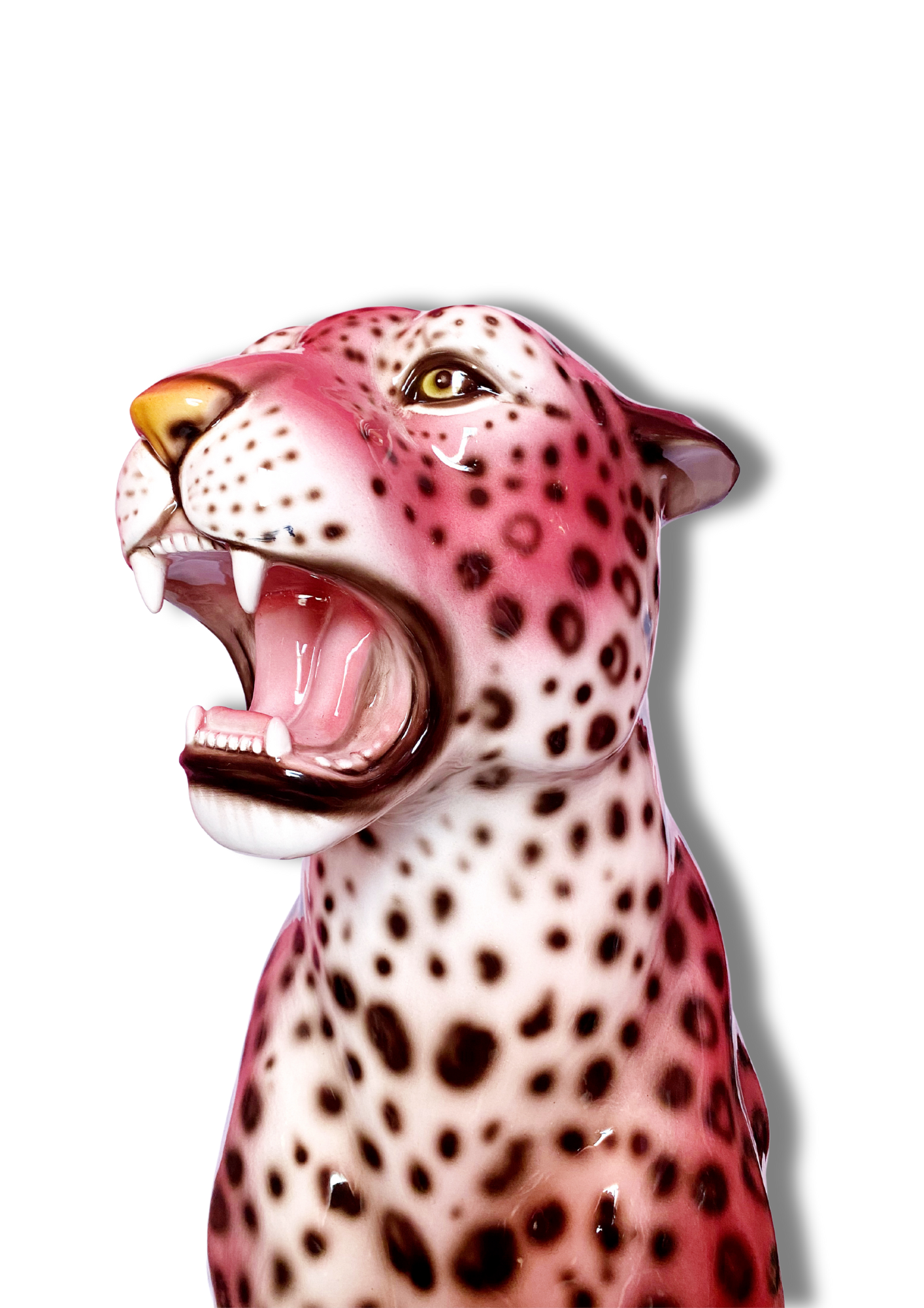 'Rizo' PINK EXCLUSIVE XXL Ceramic Leopard Statue Vintage