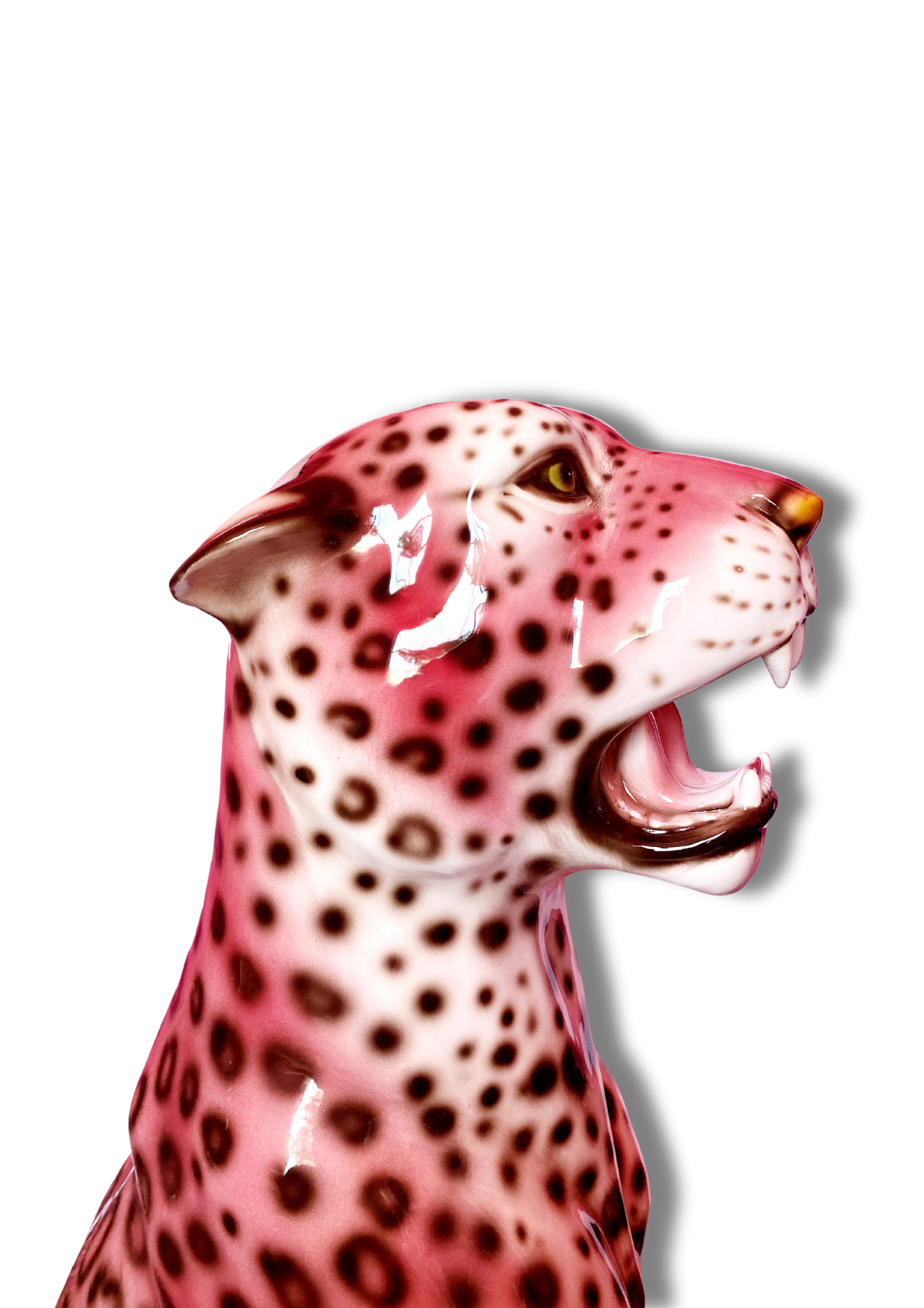 'Rizo' PINK EXCLUSIVE XXL Ceramic Leopard Statue Vintage