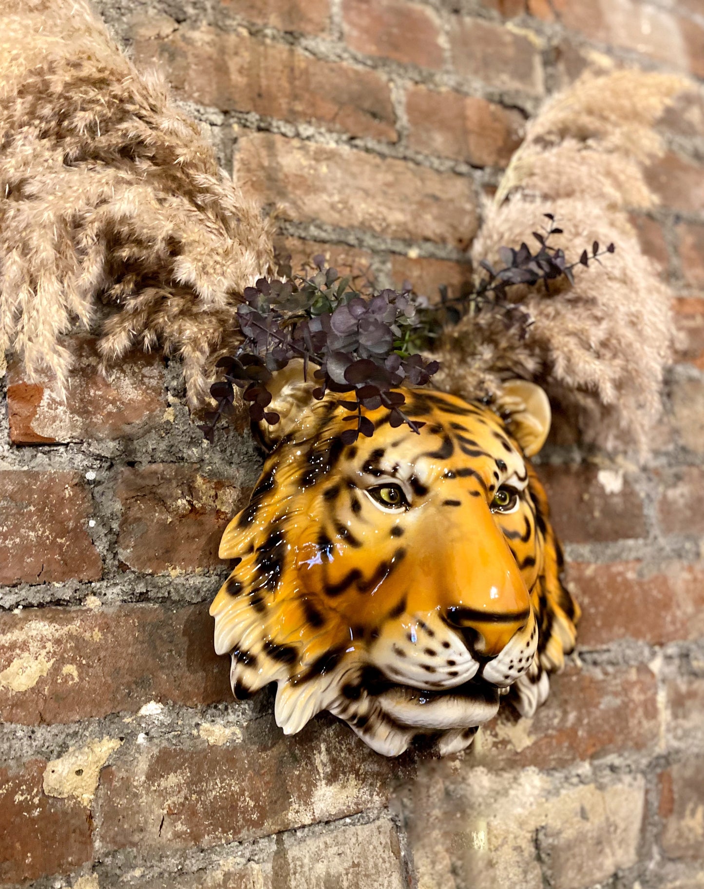 'Tallulah' Pink Ceramic Leopard Mask Wall Hanging