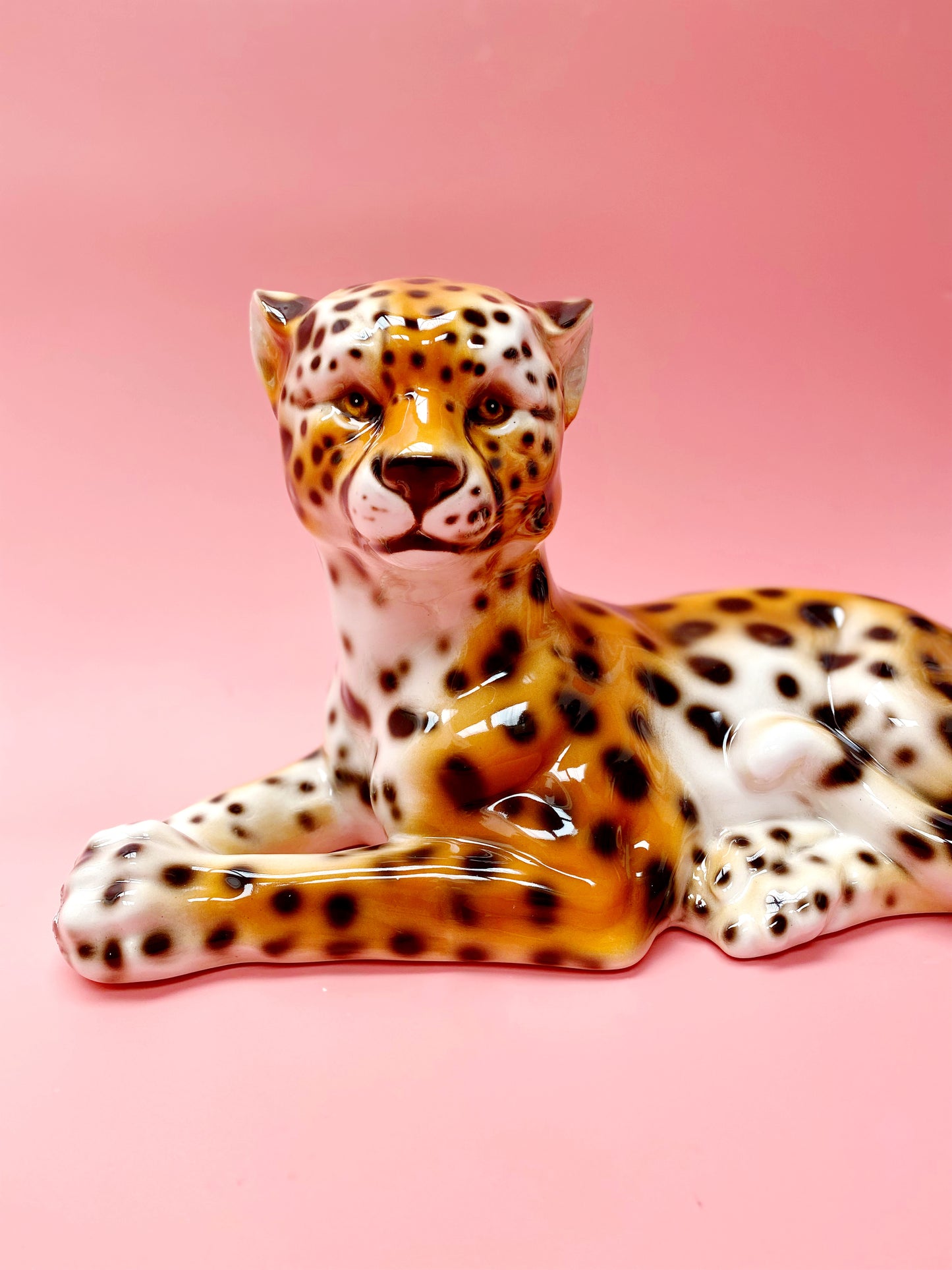 'Frankie' Laying Classic Ceramic Leopard Statue