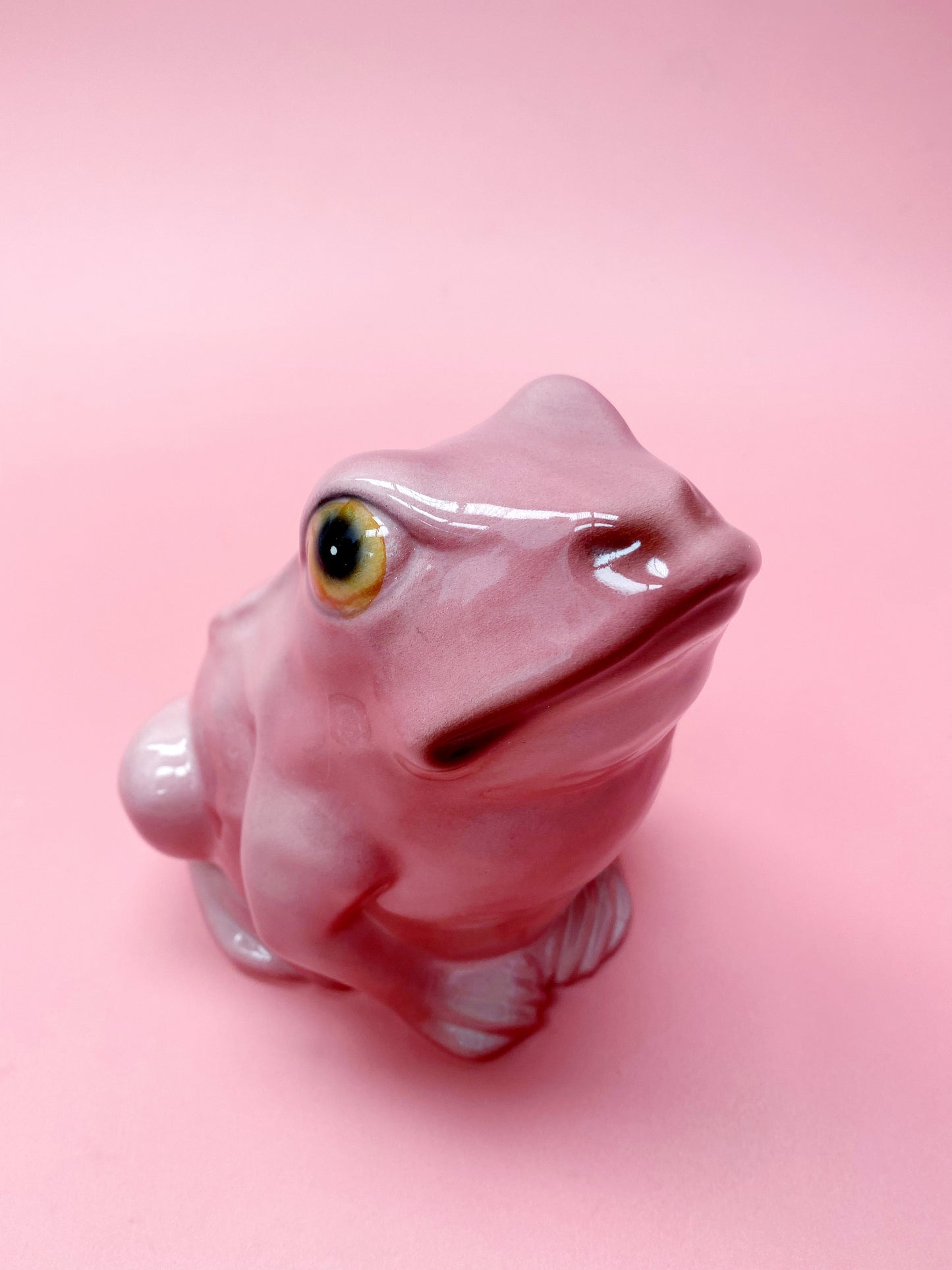 'Croak' Baby Pink Ceramic Frog Statue