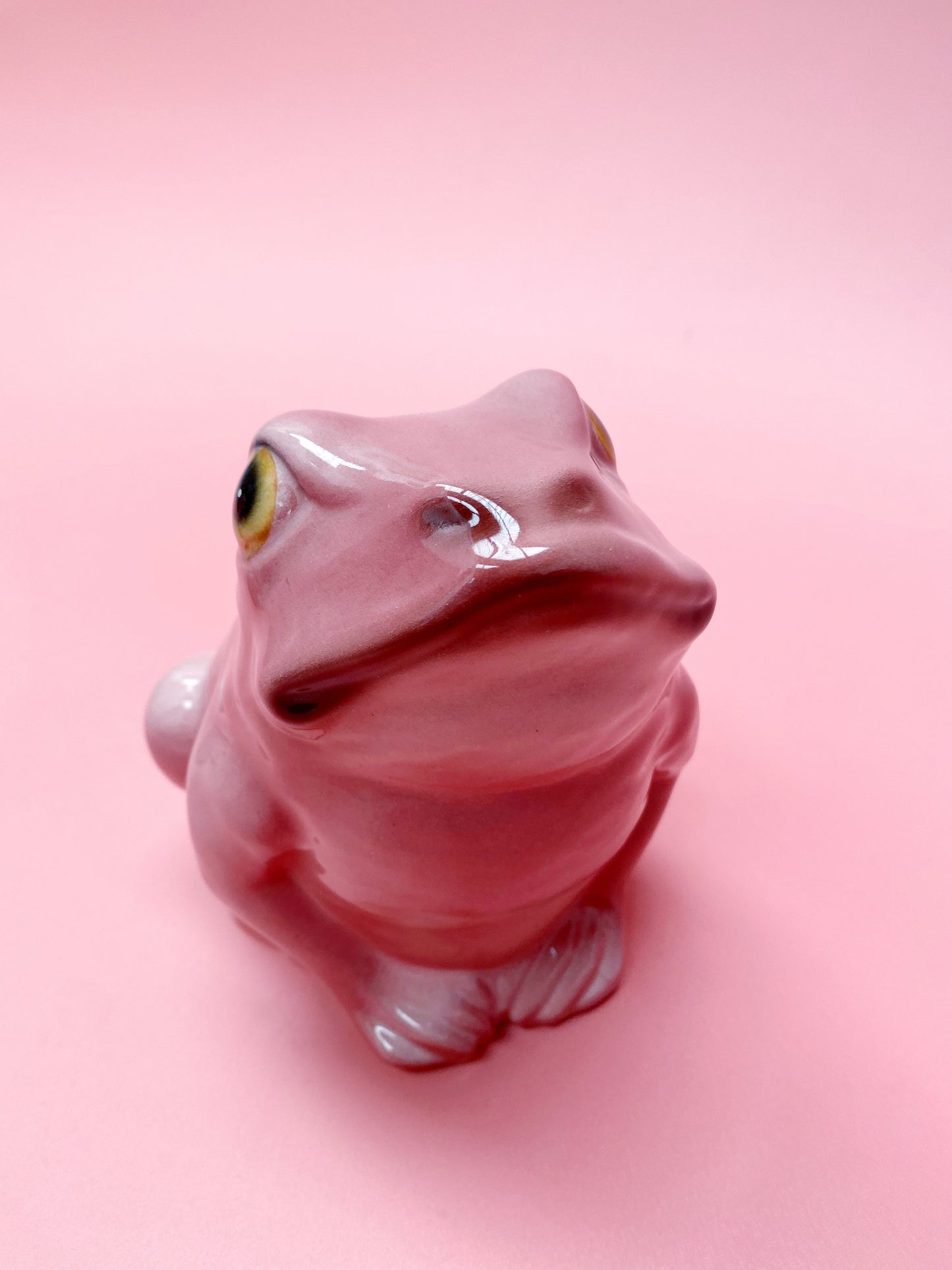 'Croak' Baby Pink Ceramic Frog Statue