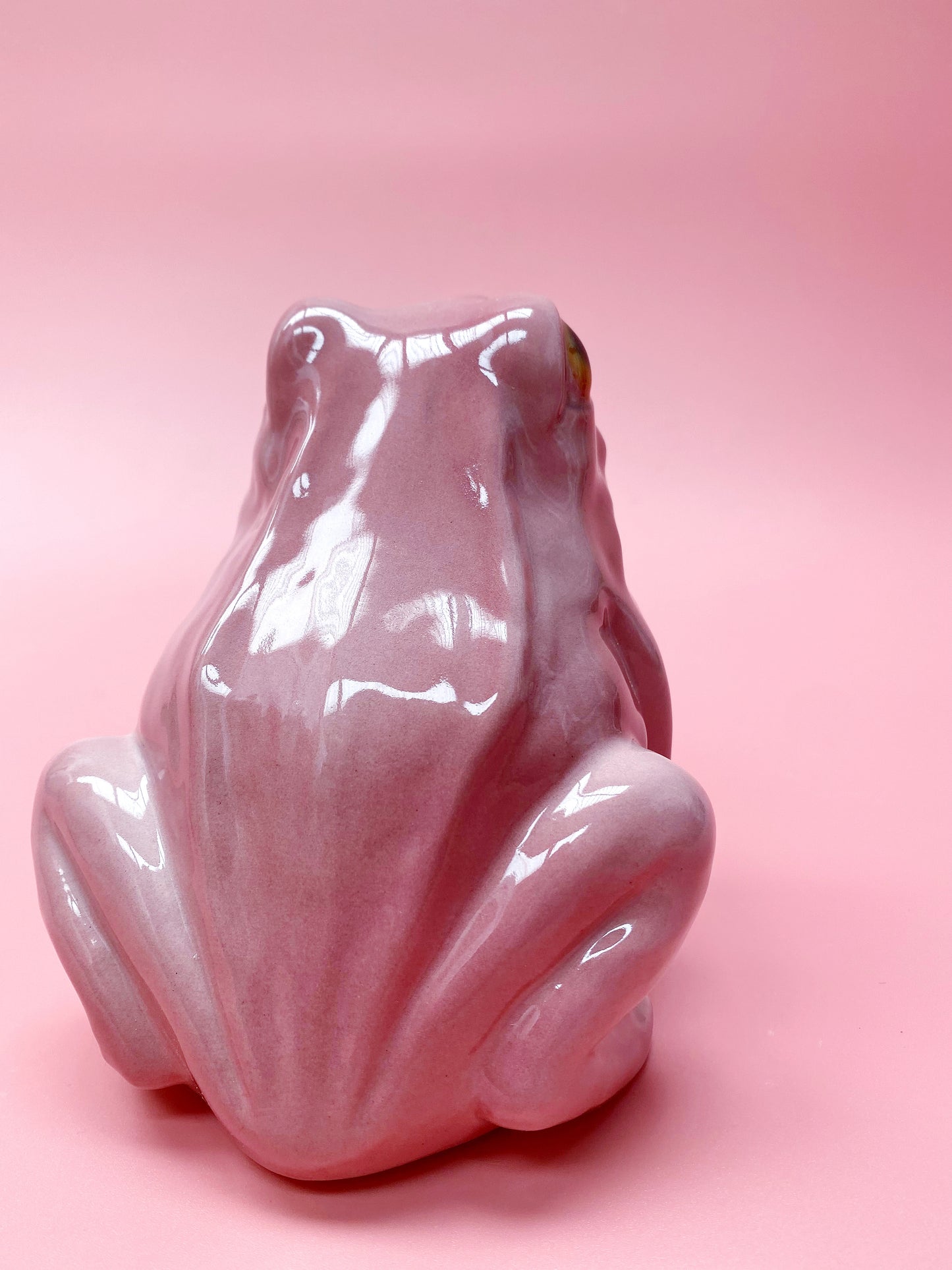 'Croak' Baby Pink Ceramic Frog Statue