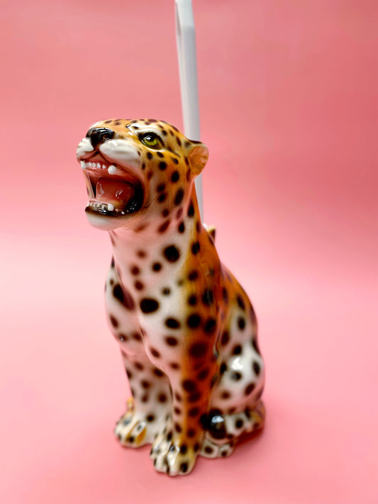 'Dexter' Toilet Brush Classic Ceramic Leopard Statue