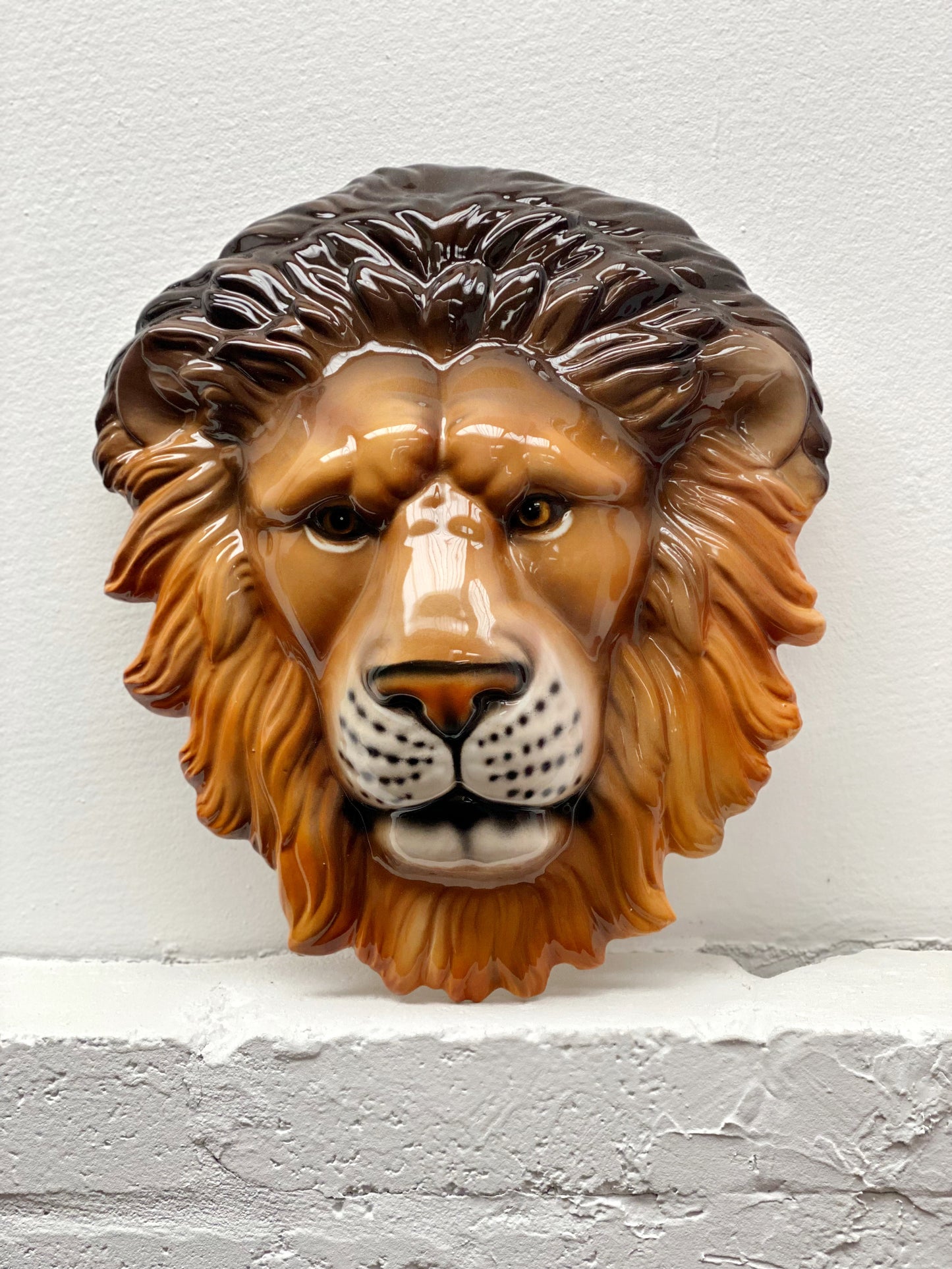 'Lenny' Ceramic Lion Mask Wall Hanging