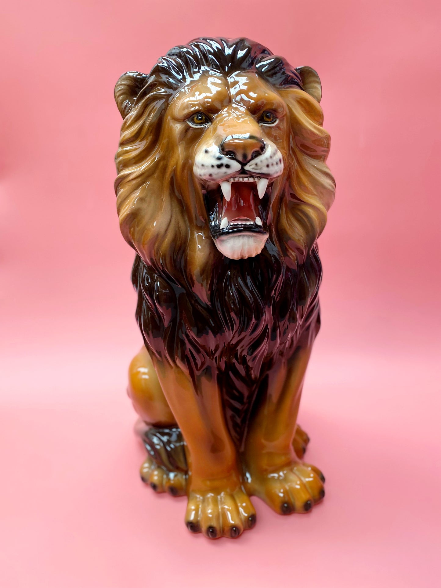 'Rory' Medium Ceramic Lion Statue Vintage
