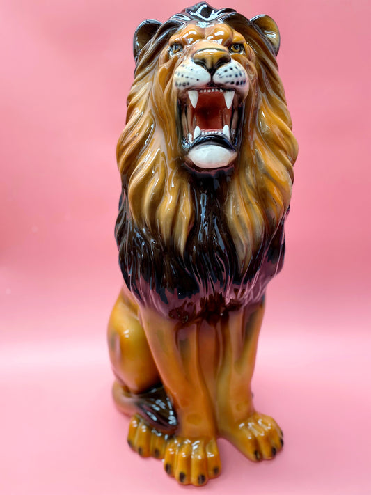 'Remi' Large Ceramic Lion Statue Vintage
