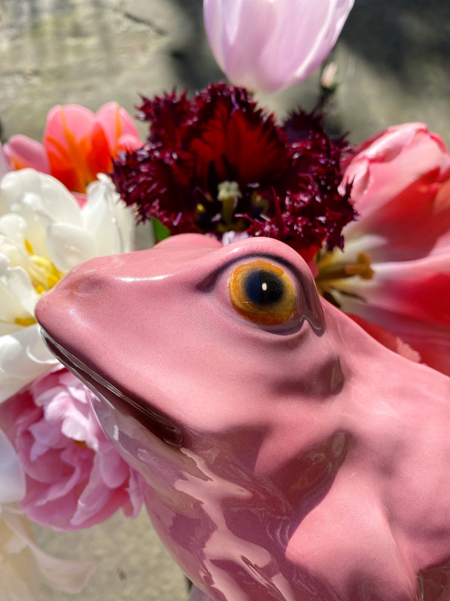'Croak' Baby Pink Ceramic Frog Statue
