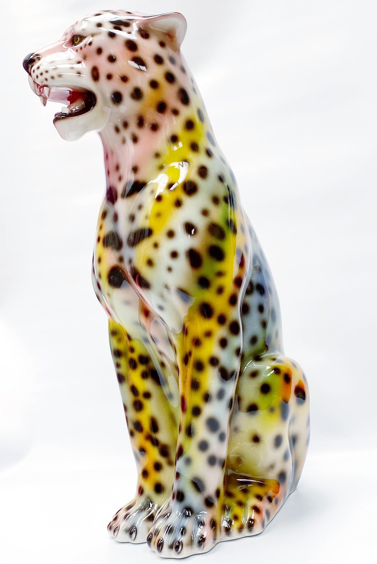'Aurora' RAINBOW Large Ceramic Leopard Statue