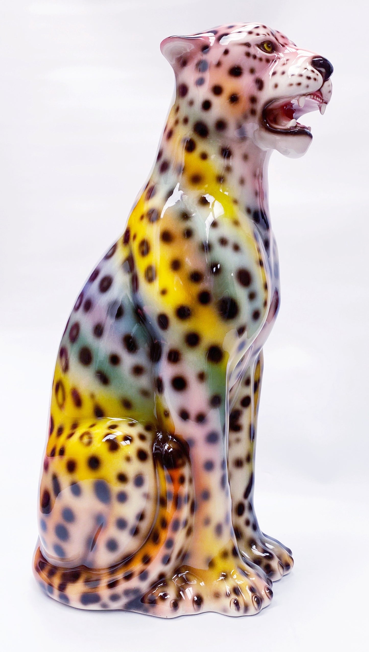 'Aurora' RAINBOW Large Ceramic Leopard Statue