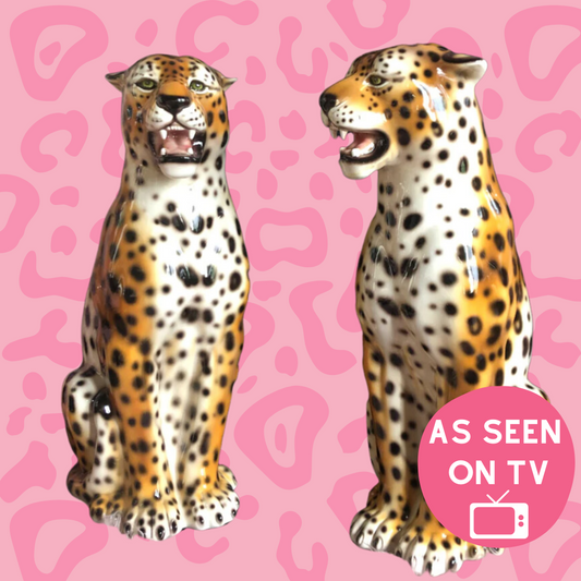 'Arlo' Large Ceramic Leopard Statue Vintage