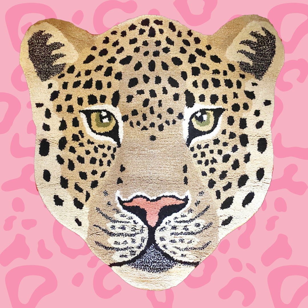 'Biscuit' Caramel Leopard Face Rug 3ft