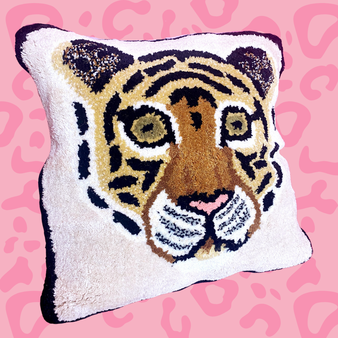'Biscuit' Caramel Tiger Square Cushion