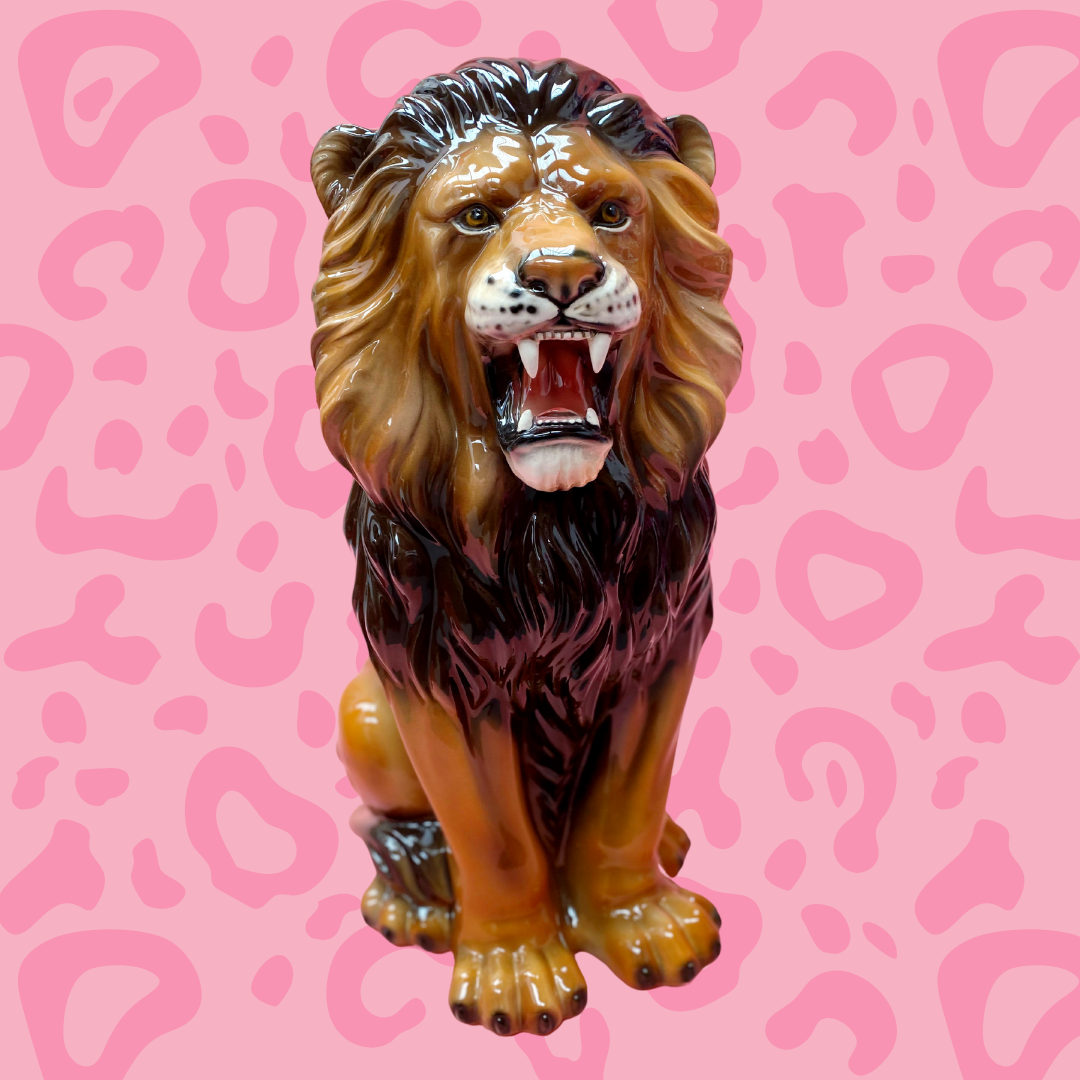 'Rory' Medium Ceramic Lion Statue Vintage