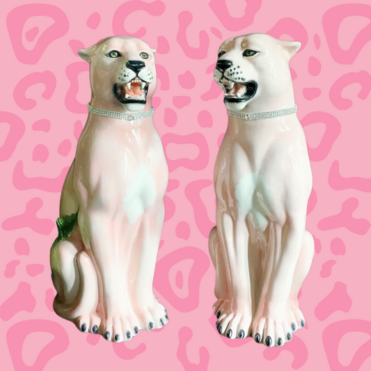 'Cindy' Large Ceramic Pink Panther Statue Vintage