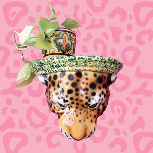 'Diana' Ceramic Leopard Statue Wall Shelf