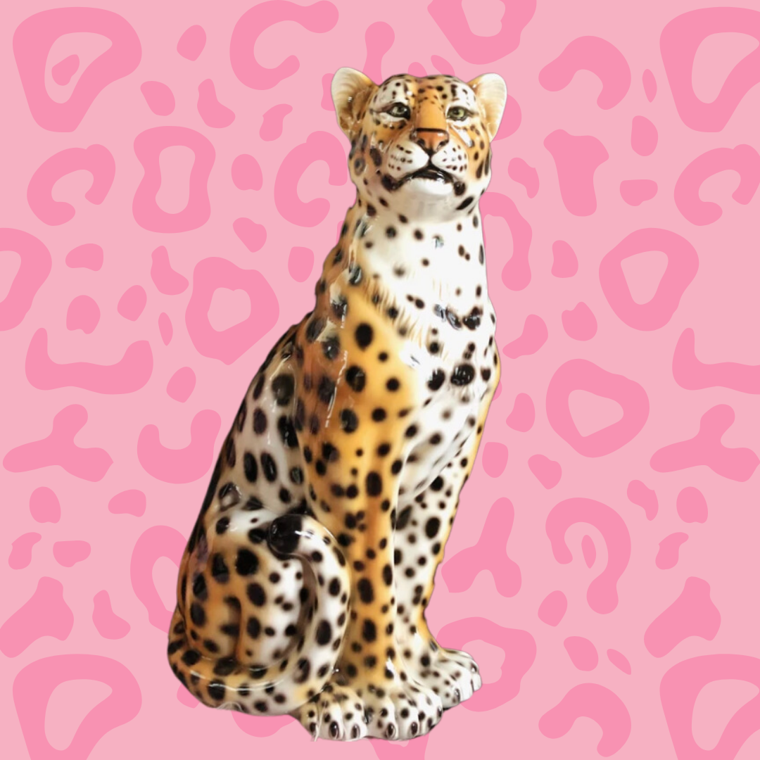 'Dolly' Large Ceramic Leopard Statue Vintage