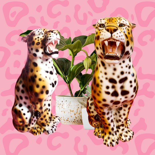 'Belle' Medium Ceramic Leopard Statue Vintage