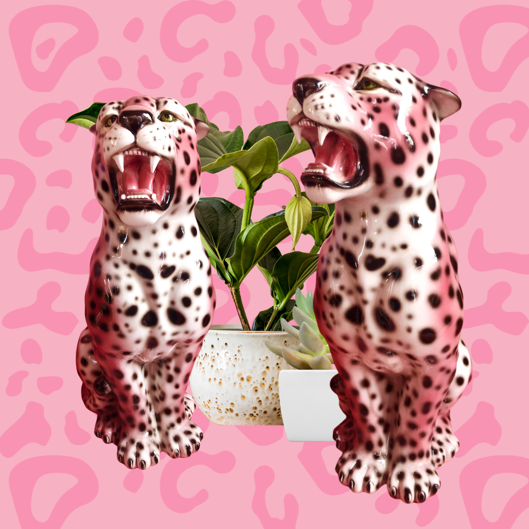 Etta' PINK Medium Ceramic Leopard Statue Vintage – Dogwood Lifestyle Etta' PINK Medium Ceramic Leopard Statue Vintage – Dogwood Lifestyle