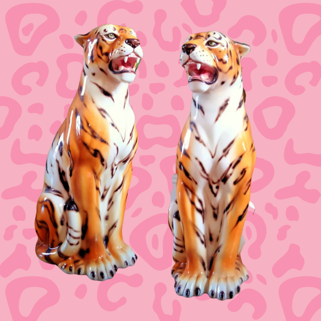 'Horace' Large Ceramic Tiger Statue Vintage