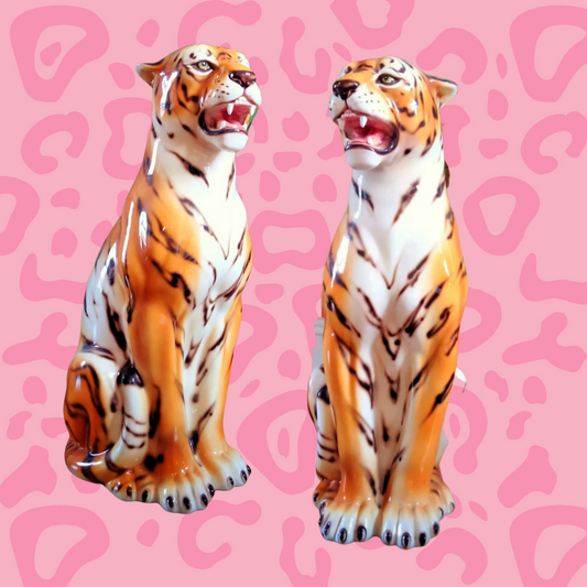 'Horace' Large Ceramic Tiger Statue Vintage