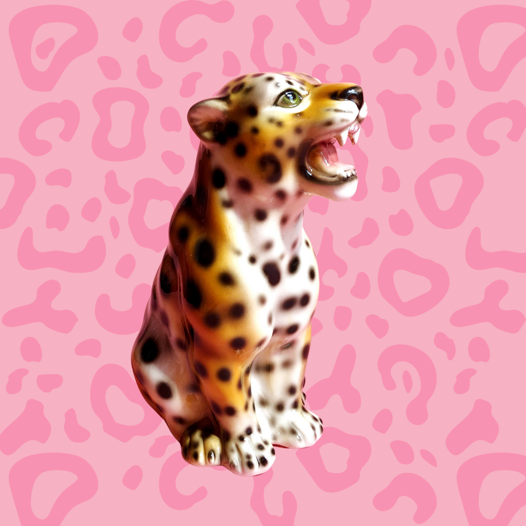 'Iggy' Mini Classic Ceramic Leopard Statue Vintage