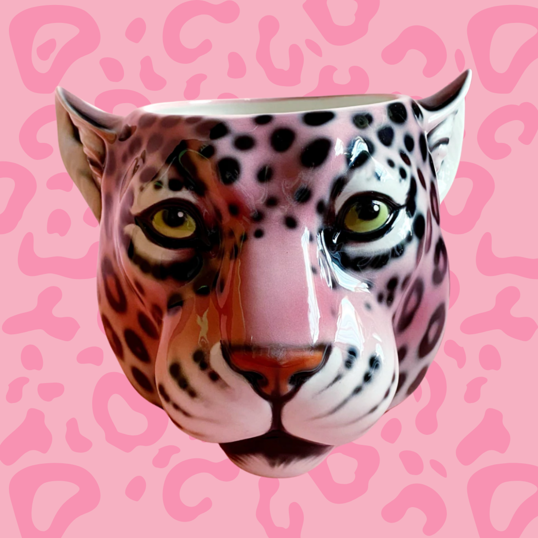 'Mel' Medium Pink Ceramic Leopard Planter