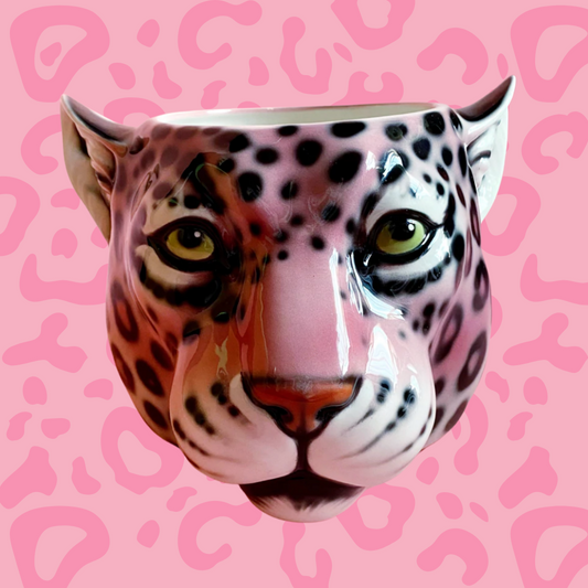 'Mel' Medium Pink Ceramic Leopard Planter