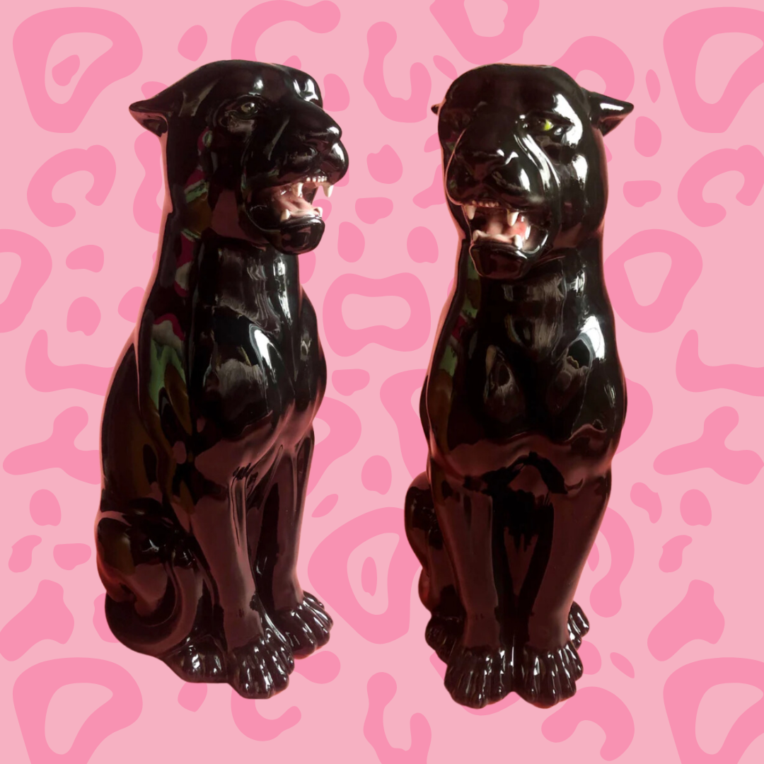 'Sabrina' Large Ceramic Panther Statue Vintage