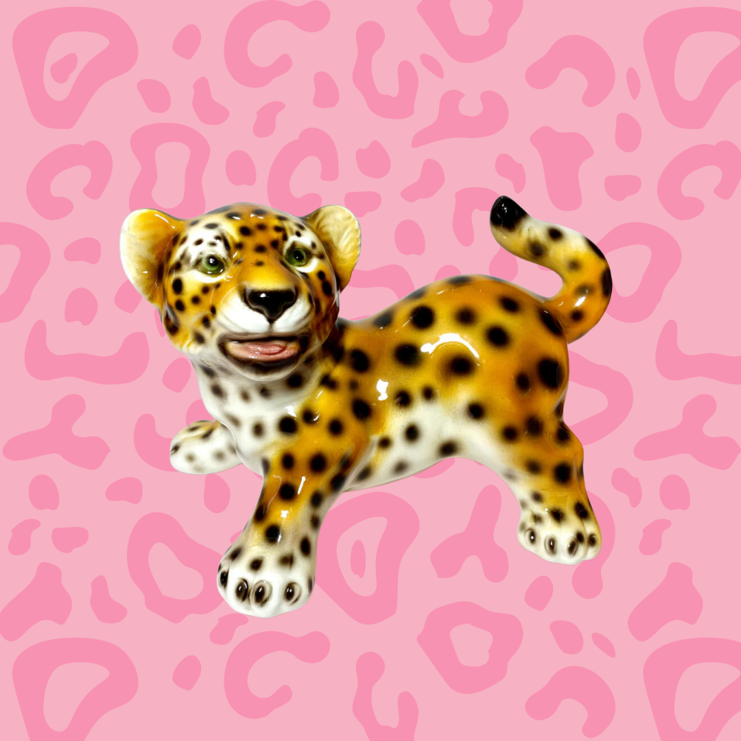 Baby 'Scout' Prowling Classic Leopard Statue Vintage