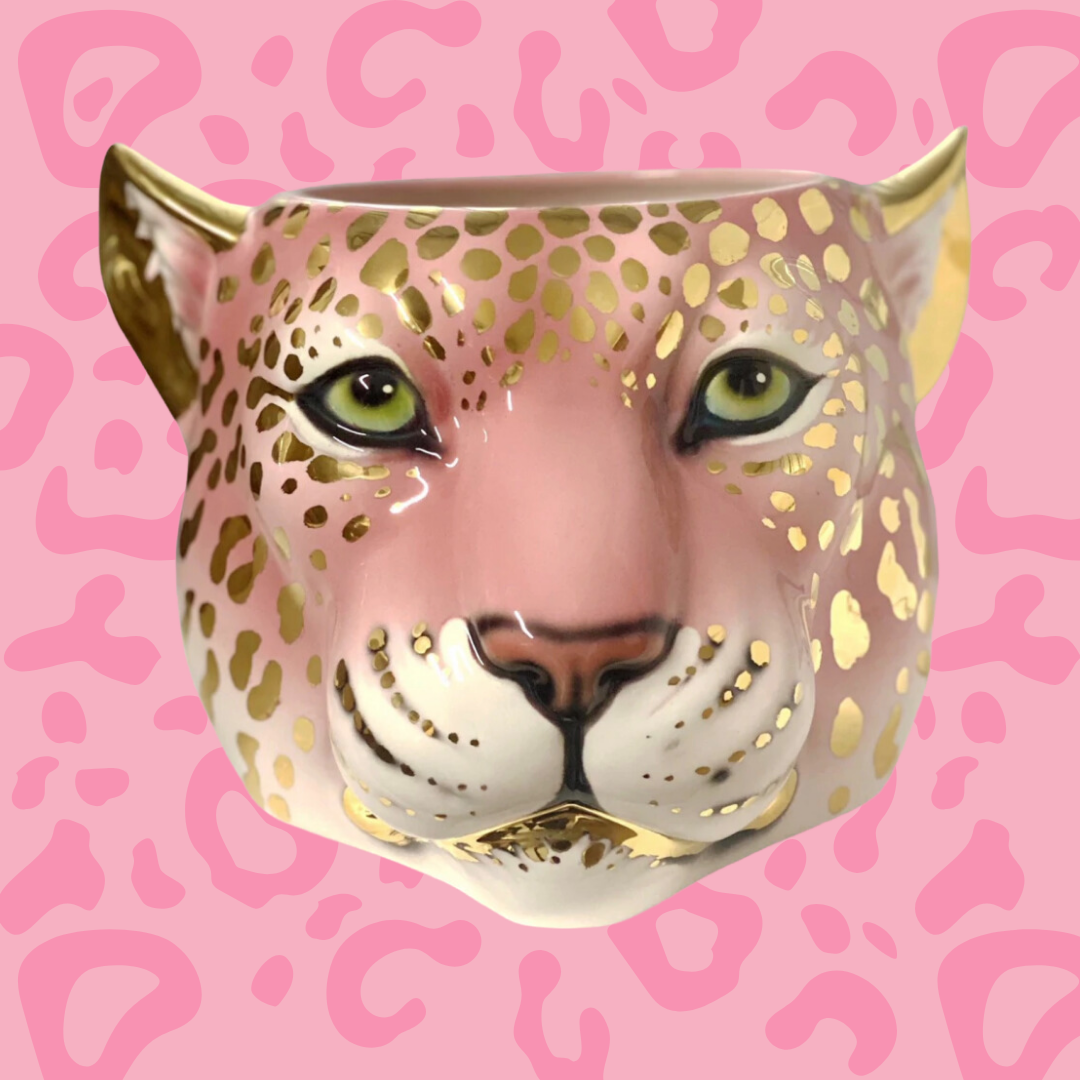 'Sparkle' Pink 24k Gold Medium Leopard Planter