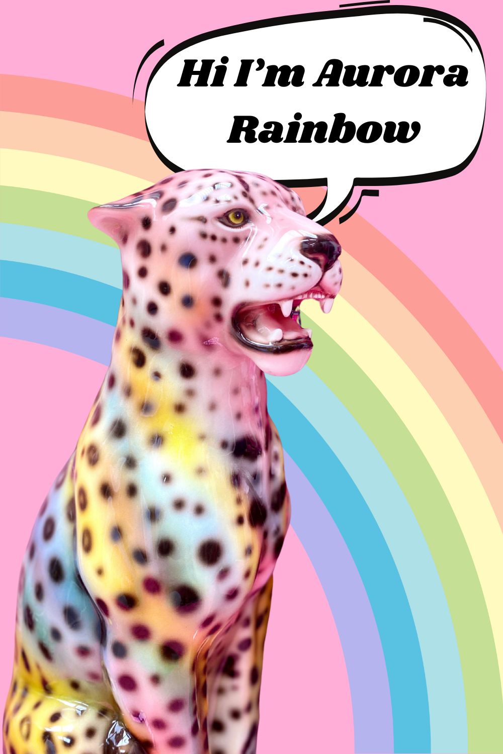 'Aurora' RAINBOW Large Ceramic Leopard Statue