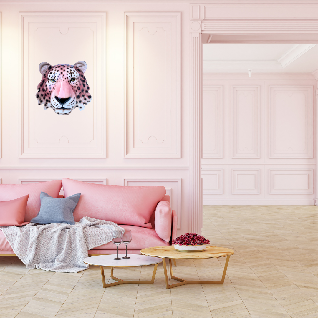 'Tallulah' Pink Ceramic Leopard Mask Wall Hanging
