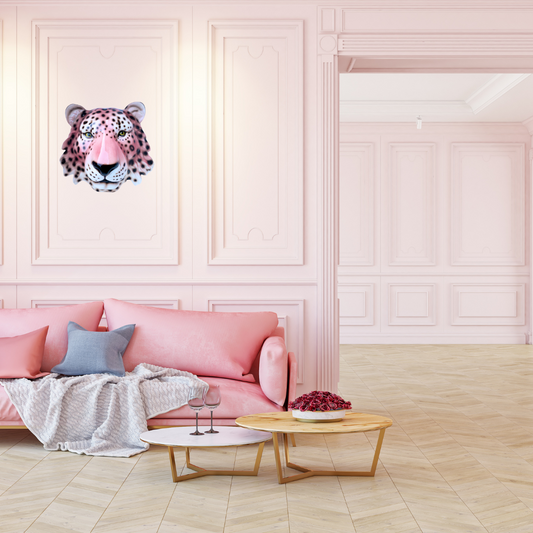 'Tallulah' Pink Ceramic Leopard Mask Wall Hanging