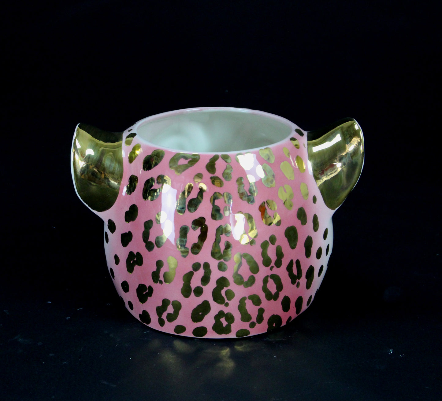 'Sparkle' Pink 24k Gold Medium Leopard Planter