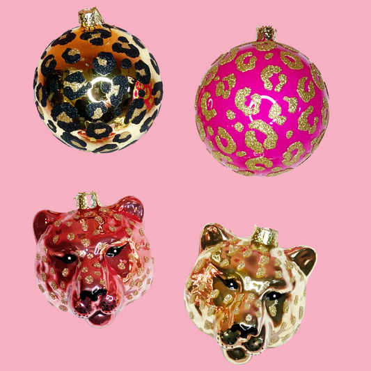 Vondels + Dogwood Lifestyle Leopard Baubles Set x4