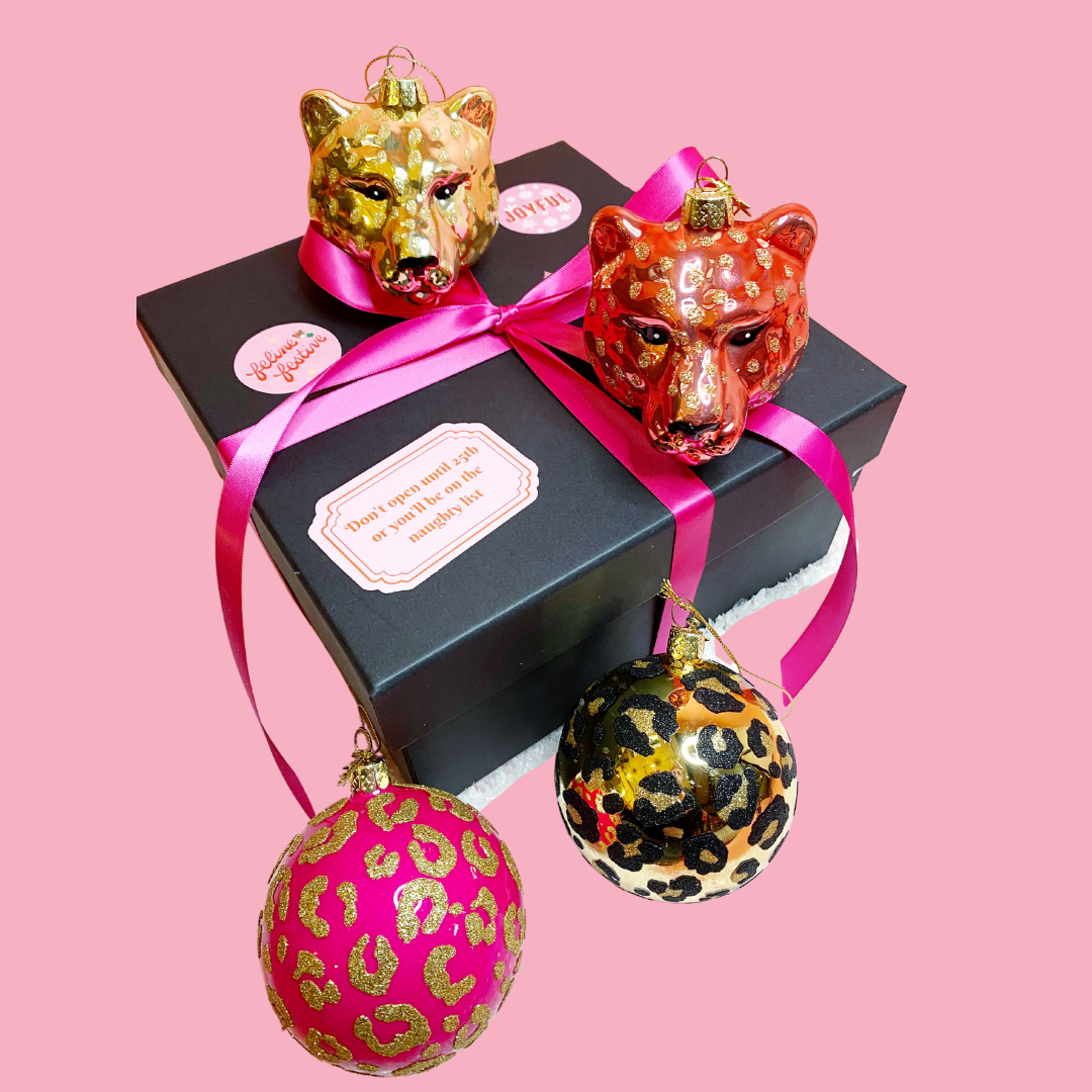 Vondels + Dogwood Lifestyle Leopard Baubles Set x4