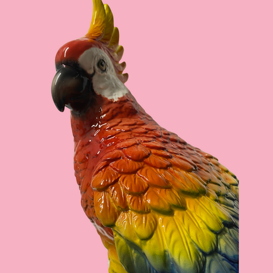 'Kiwi' Red Ceramic Cockatoo Statue Vintage