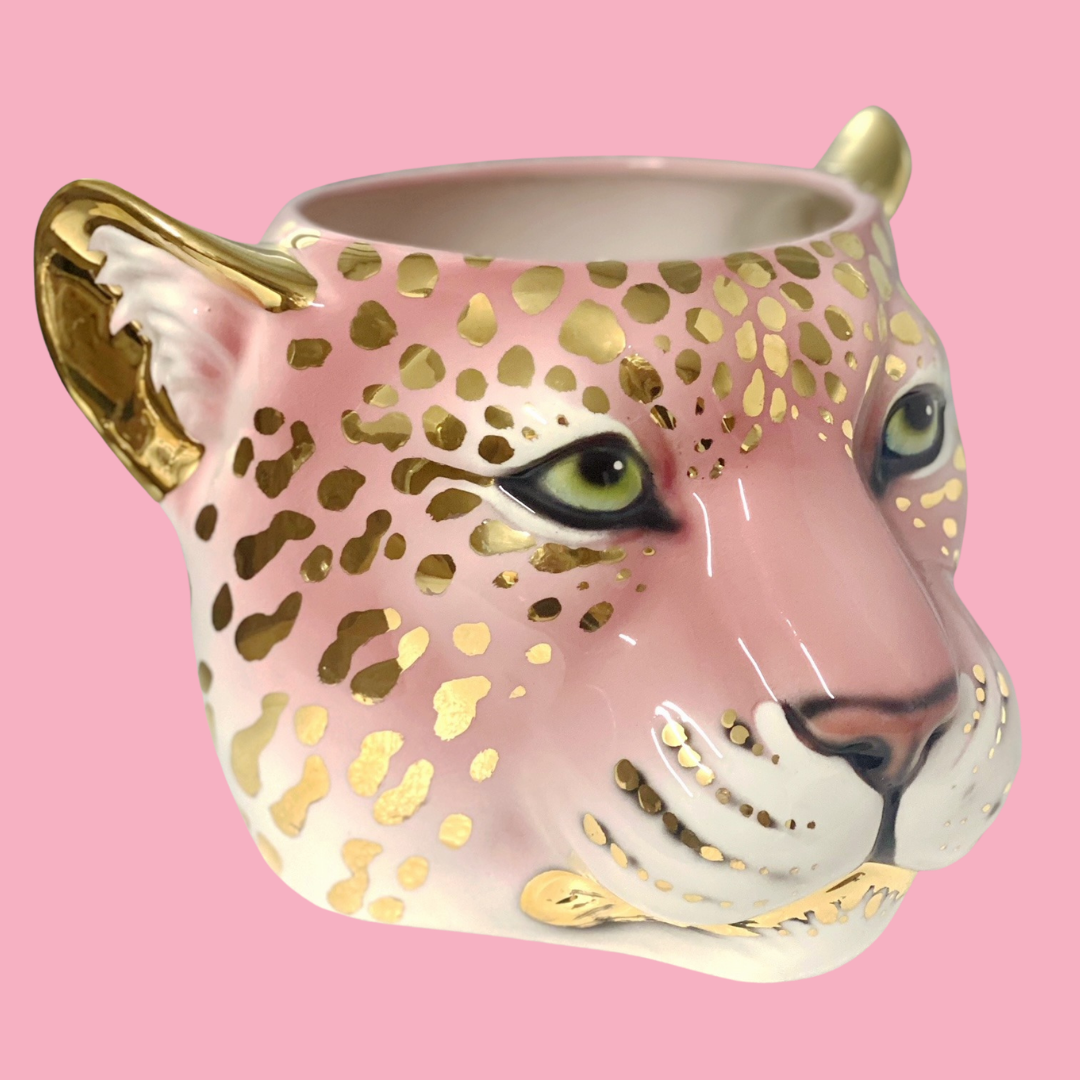 'Sparkle' Pink 24k Gold Medium Leopard Planter