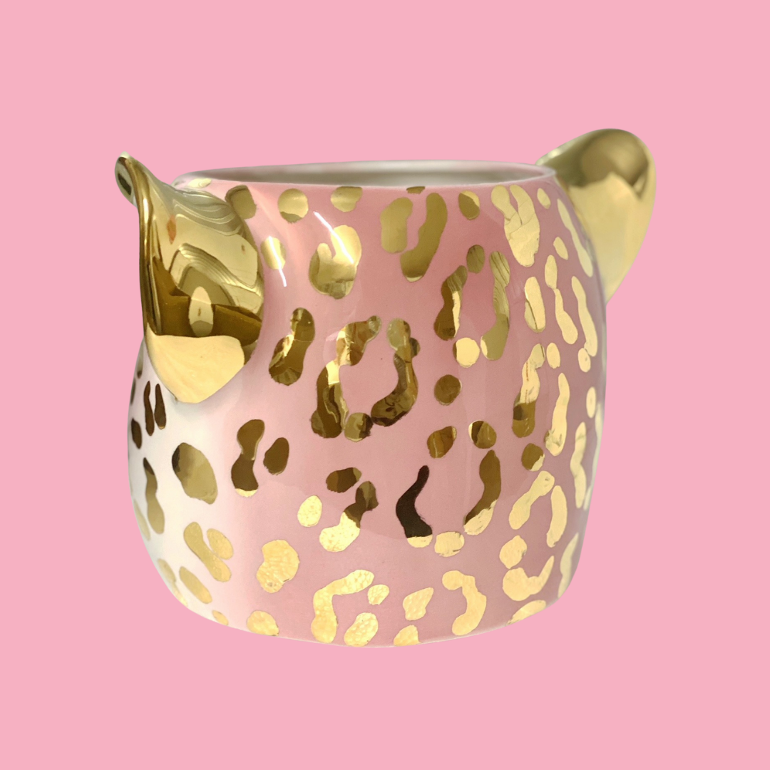 'Sparkle' Pink 24k Gold Medium Leopard Planter