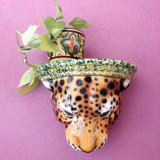 'Diana' Ceramic Leopard Statue Wall Shelf