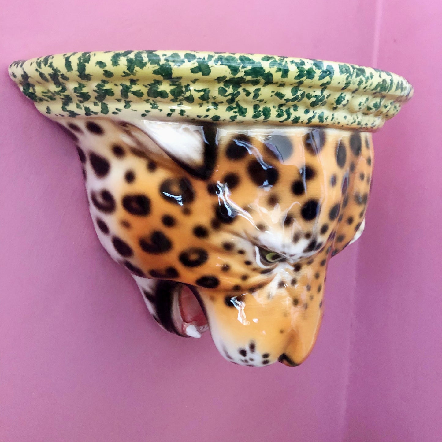'Diana' Ceramic Leopard Statue Wall Shelf