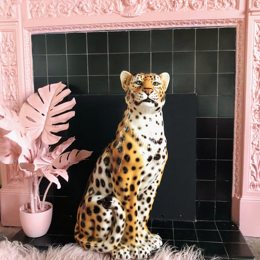 'Dolly' Large Ceramic Leopard Statue Vintage