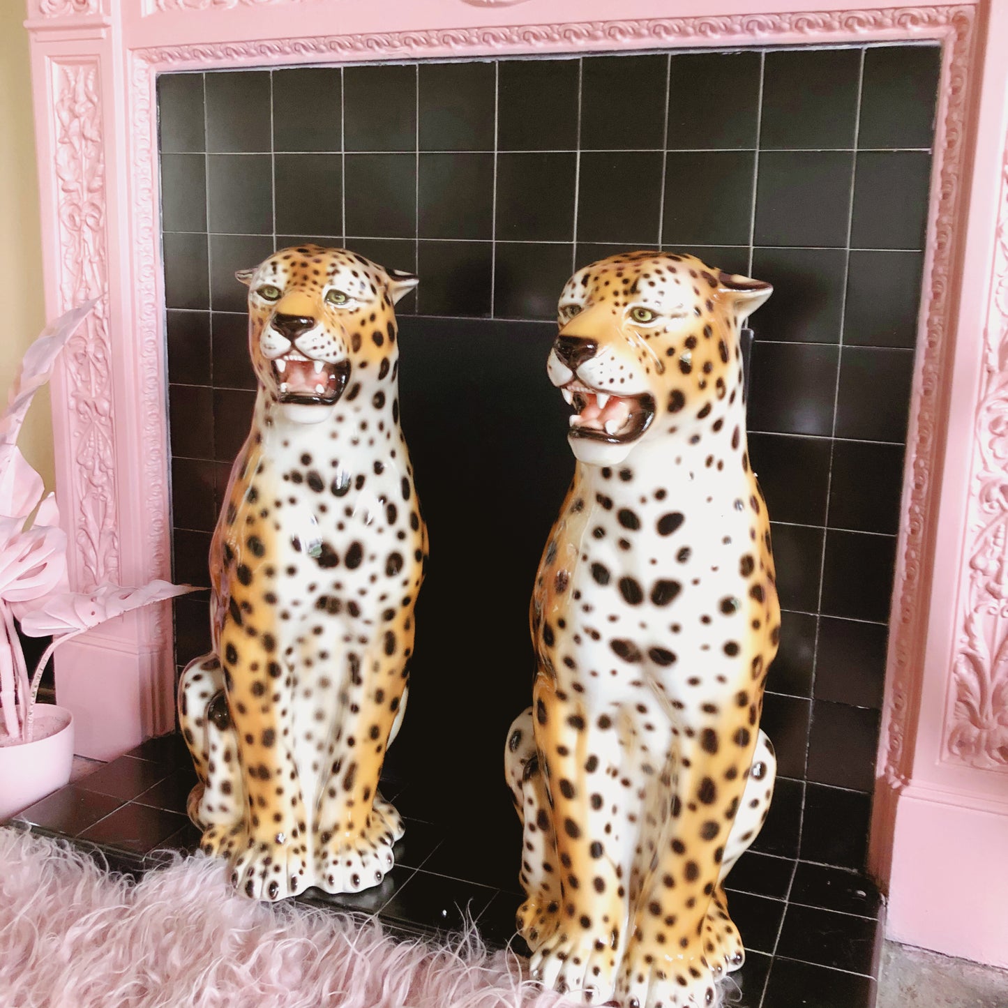 'Arlo' Large Ceramic Leopard Statue Vintage