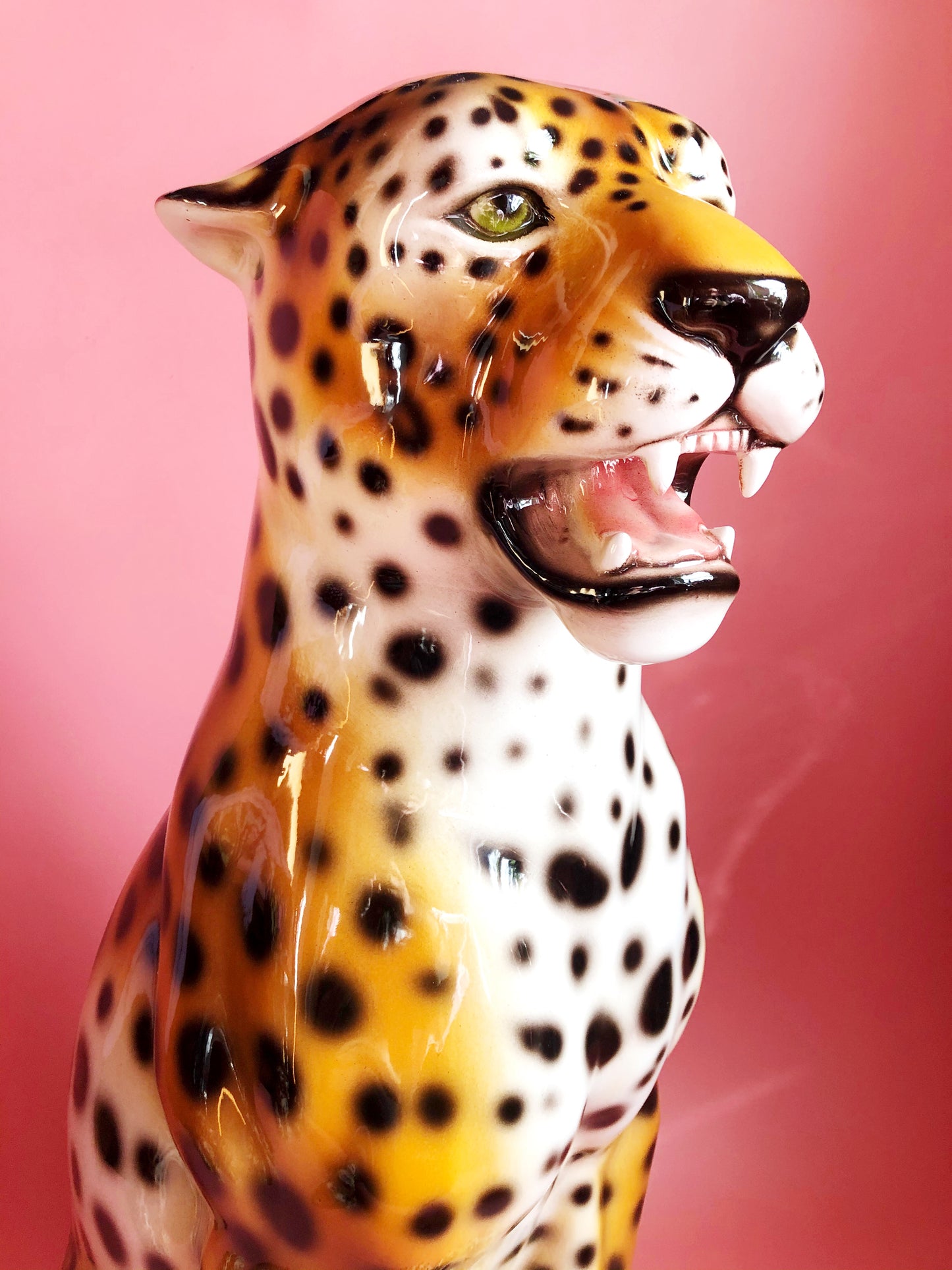 'Arlo' Large Ceramic Leopard Statue Vintage